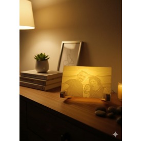 Kişiye Özel Lithophane Fotoğraf Lamba – Kalpli 3D Baskı Anı Lambası